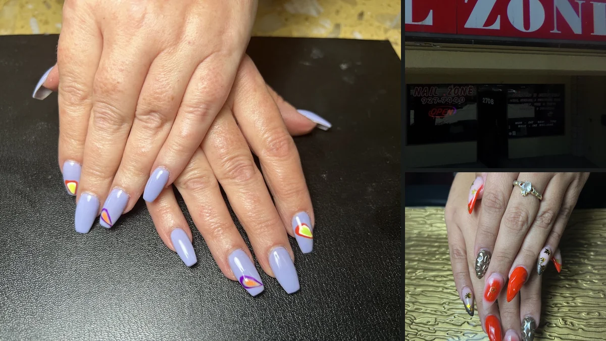 Nail technician working on a client’s nails.
